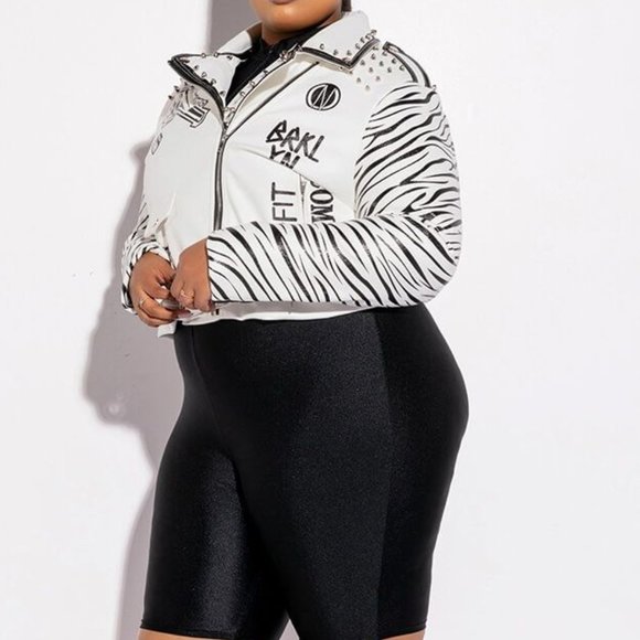 Miz Major Discorde: Zebra Winter White Moto Jacket XL - Picture 9 of 9